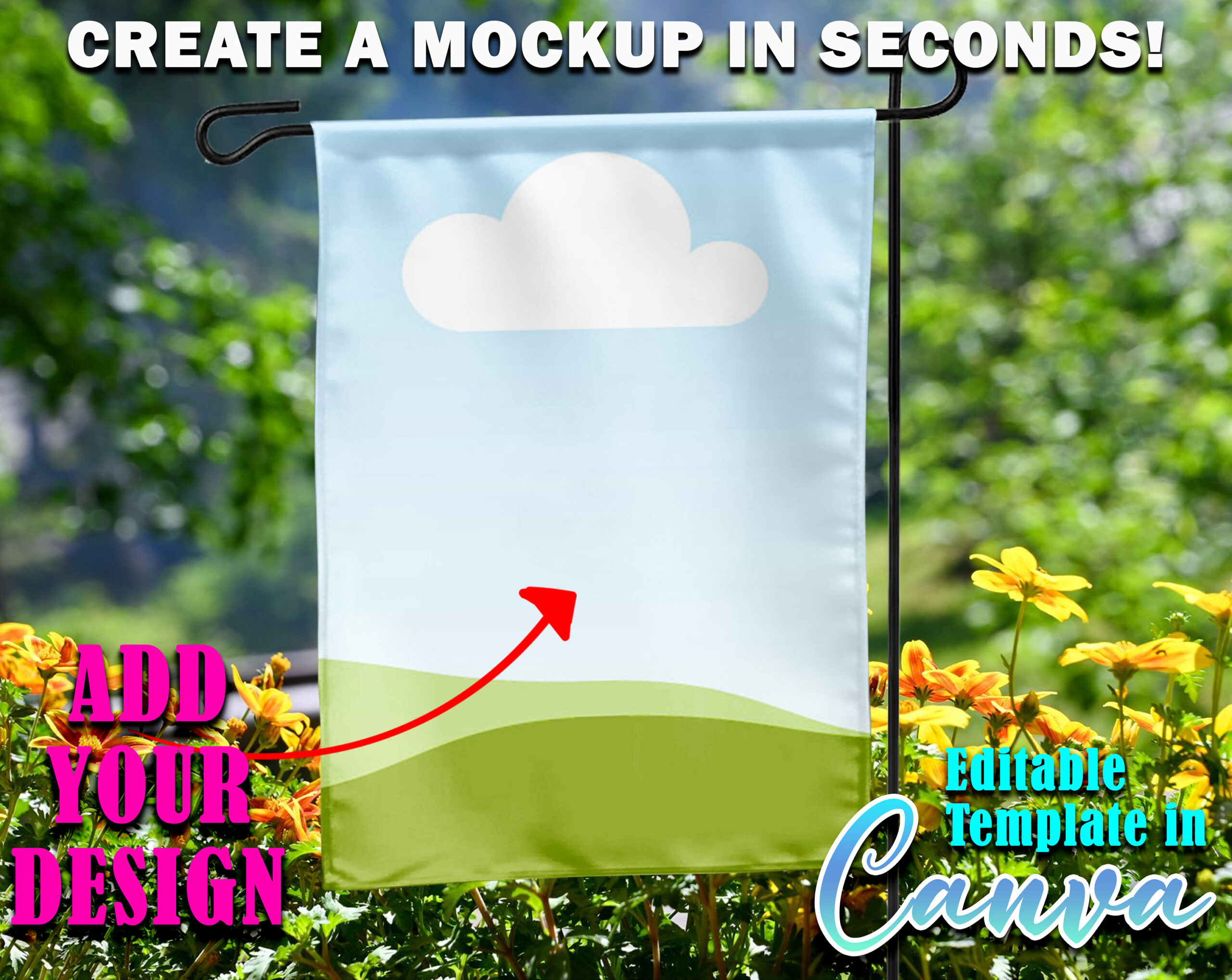 Canva Frame Garden Flag Mockup