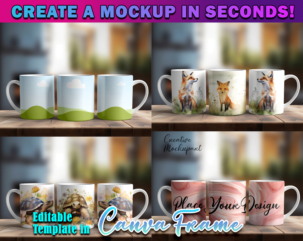 Canva Frame 15oz Mug Full Warp Mockup