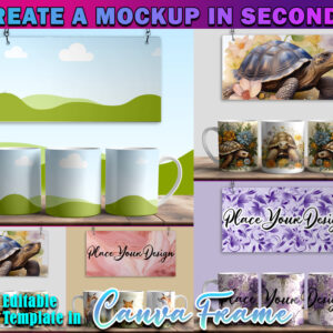 Canva Frame 15oz Mug Full Wrap Drag and Drop Mockup