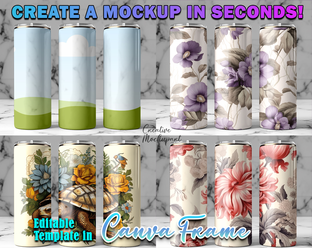 Canva Frame 20Oz Skinny Tumbler Full Wrap Mockup