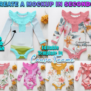 Canva Frame Ruffle Collar Sweater Romper Mockup