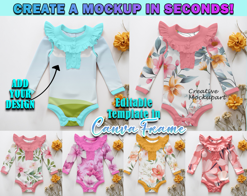 Canva Frame Ruffle Collar Sweater Romper Mockup