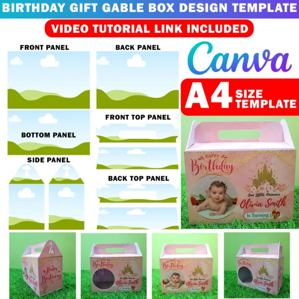 Canva Gable Box Template, Separate Part Canva Editable Party Favor Gift Box Template, How To Foam Board Craft, Video Tutorial Included