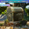 Treasure Chest Box Gift Box Canva Template, Foam Board Pirate Treasure Chest Gift Box, Luxury Gift Bag, Birthday DIY Gift Box Editable Canva - Image 4