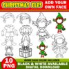 Christmas Add your Own Elf Photo Picture PNG Bundle, DIY Elf Yourself PNG, Elf Face Blank Christmas Craft for Kids Xmas Bulletin Board Decor - Image 6