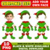 Christmas Add your Own Elf Photo Picture PNG Bundle, DIY Elf Yourself PNG, Elf Face Blank Christmas Craft for Kids Xmas Bulletin Board Decor - Image 3