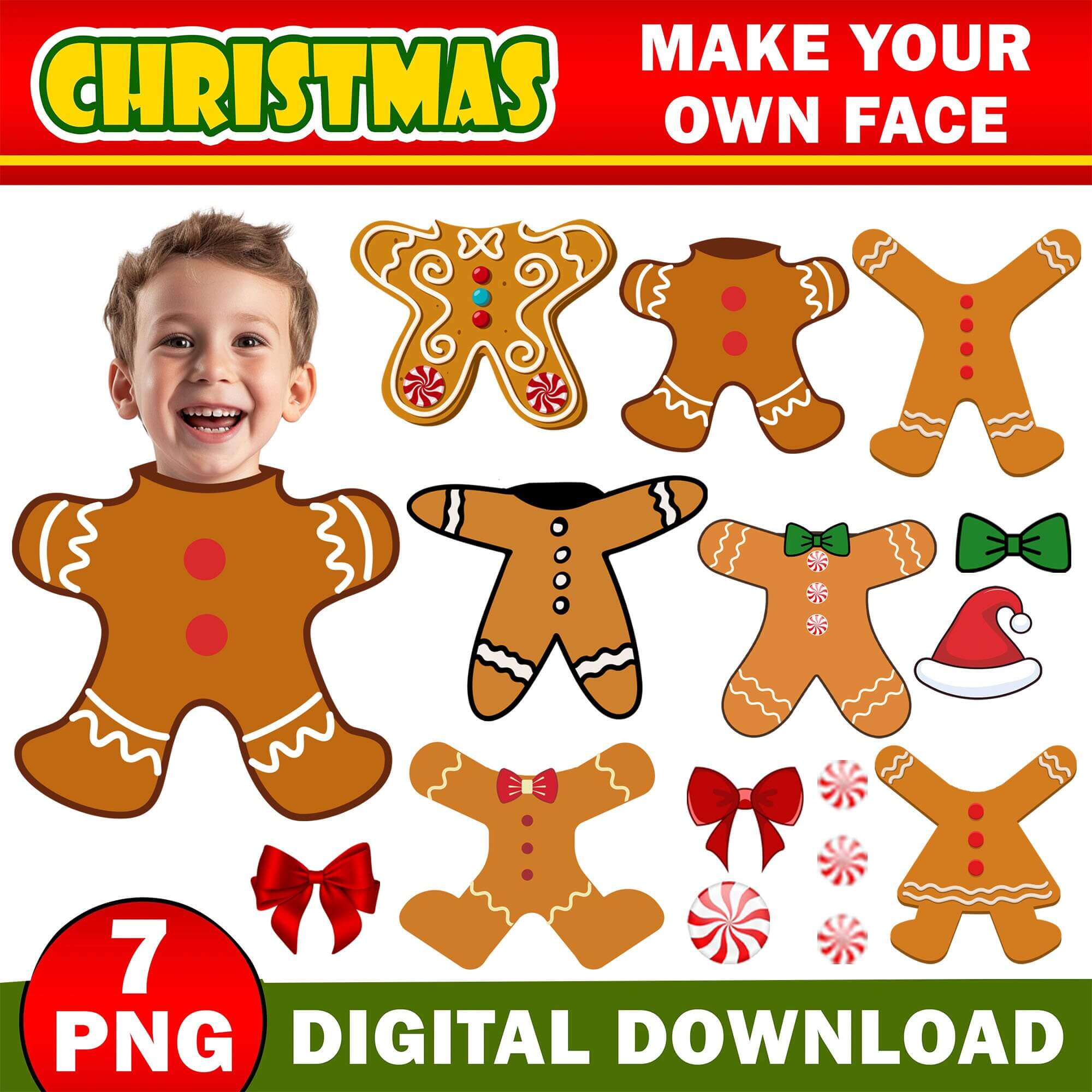 Gingerbread Add Your Own Photo Picture PNG Bundle