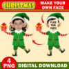 Christmas Elf With Gift Add Your Photo Face, DIY Elf Yourself PNG Bundle, Elf Face Blank, Christmas Craft for Kids Xmas Bulletin Board Decor - Image 6