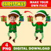 Christmas Elf With Gift Add Your Photo Face, DIY Elf Yourself PNG Bundle, Elf Face Blank, Christmas Craft for Kids Xmas Bulletin Board Decor - Image 5