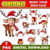 Christmas Add Your Own Photo Face, DIY Reindeer Yourself PNG Bundle