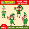 Christmas Elf With Gift Add Your Photo Face, DIY Elf Yourself PNG Bundle, Elf Face Blank, Christmas Craft for Kids Xmas Bulletin Board Decor - Image 4