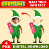 Christmas Elf With Gift Add Your Photo Face, DIY Elf Yourself PNG Bundle, Elf Face Blank, Christmas Craft for Kids Xmas Bulletin Board Decor - Image 3