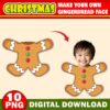10x Christmas Add Your Own Photo Face Bundle, DIY Gingerbread Yourself PNG, Gingerbread Face Blank, Xmas Office Decor - Image 6