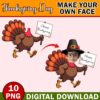 10x Thanksgiving Add Your Own Face, DIY Turkey Yourself PNG Bundle, Turkey Face Blank Thanksgiving Craft for Kids Bulletin Board Class Decor - Image 6