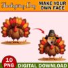 10x Thanksgiving Add Your Own Face, DIY Turkey Yourself PNG Bundle, Turkey Face Blank Thanksgiving Craft for Kids Bulletin Board Class Decor - Image 5