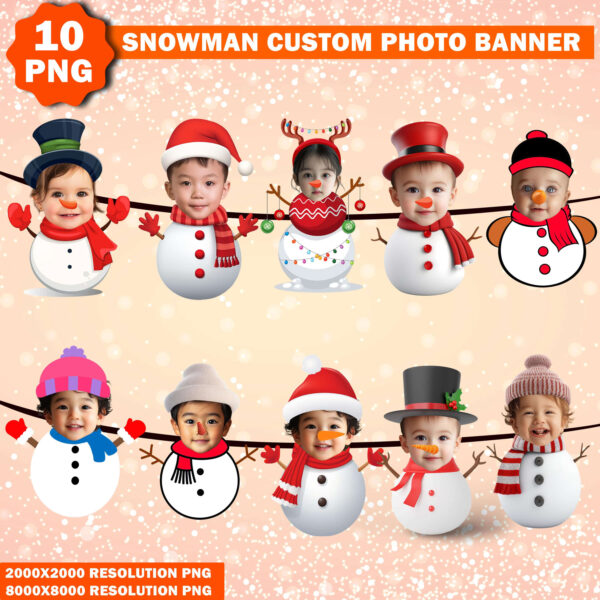 Add Your Own Snowman Custom Photo Face Banner