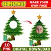 Christmas Add Your Own Photo Face, DIY Christmas Tree Yourself PNG Bundle, Christmas Tree Face Blank, Christmas Craft for Kids, Xmas Decor - Image 5