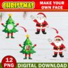 Christmas Add Your Own Photo Face Mega Bundle, DIY Elf, Santa Reindeer, Snowman Yourself PNG Bundle,  Elf Face Blank Kids Xmas Craft & Decor - Image 2