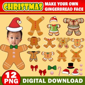 Gingerbread Add Your Own Photo Picture PNG Bundle