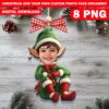 DIY Add Your Own Custom Photo Face Ornament, Christmas Elf Yourself PNG Bundle, Elf Face Blank, Xmas Office Ornament For Party & Decor - Image 3