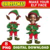 Afro American DIY Elf Yourself PNG Bundle, Christmas Add Your Own Photo Face, Elf Face Blank, Xmas Craft for Kids Xmas Bulletin Board  Decor - Image 5