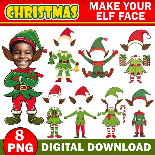 Afro American DIY Elf Yourself PNG Bundle