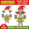 Afro American DIY Elf Yourself PNG Bundle, Christmas Add Your Own Photo Face, Elf Face Blank, Xmas Craft for Kids Xmas Bulletin Board  Decor - Image 3